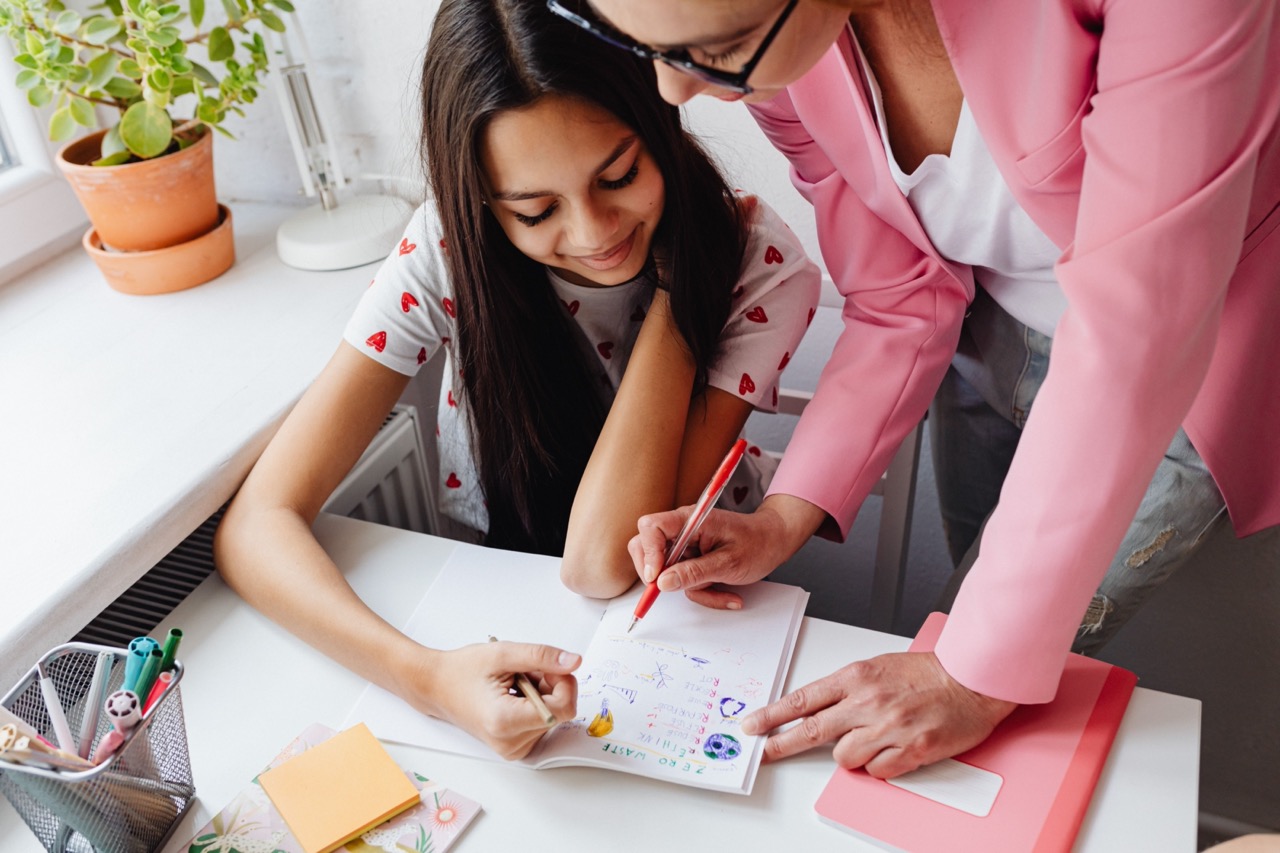 Parent helping child study