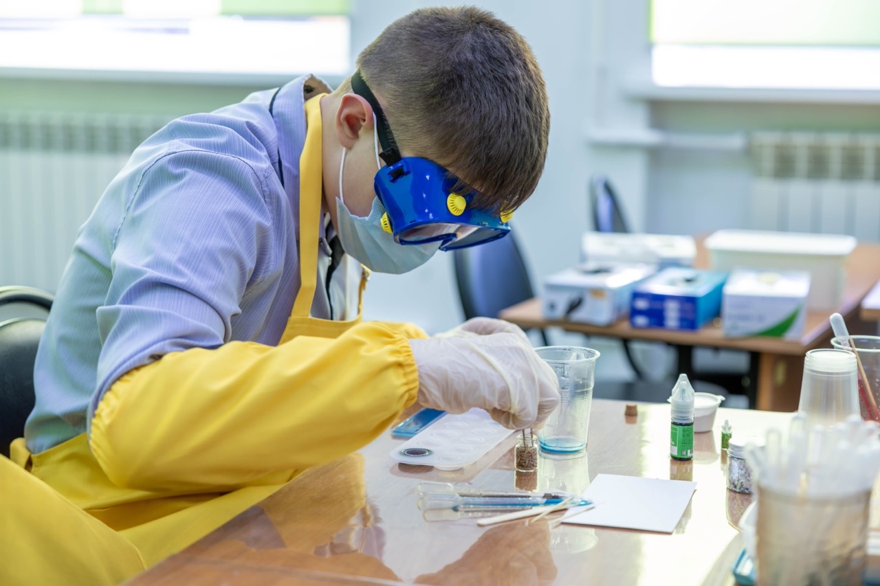 Student studying chemistry